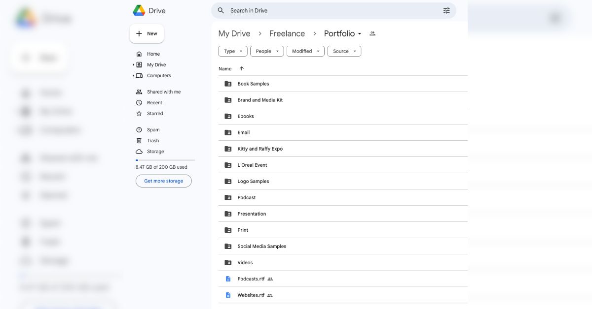 Portfolio Drive Screenshot